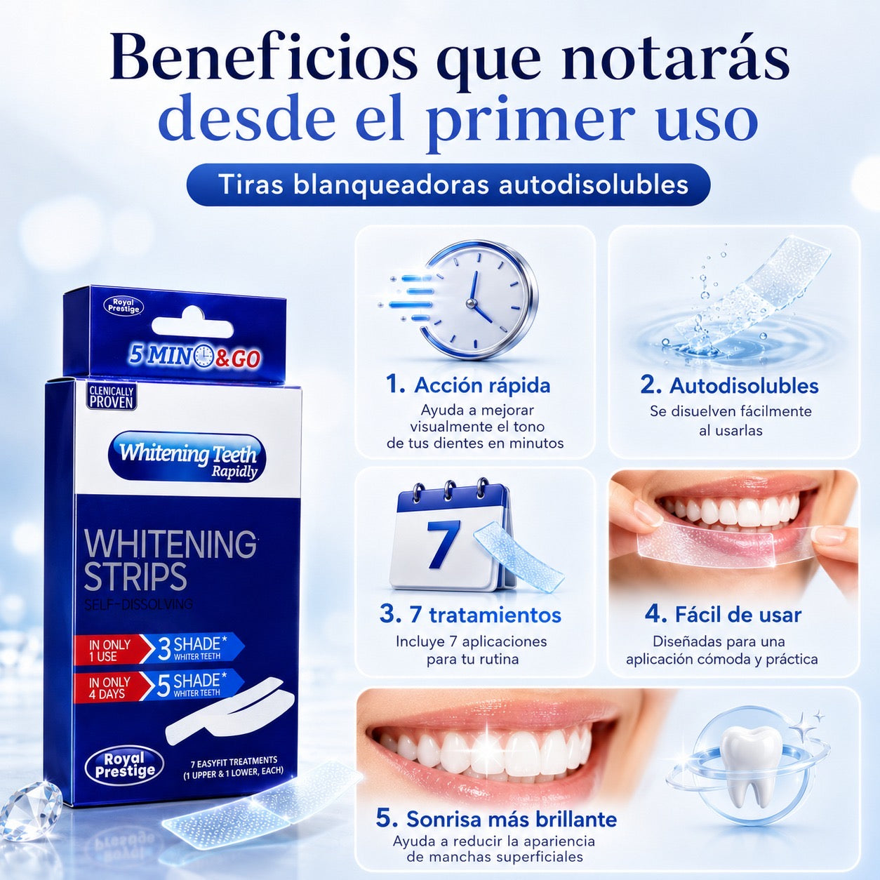 Tiras Blanqueadoras Dentales Royal Prest