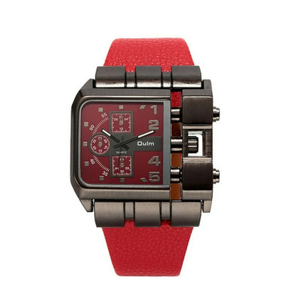OULM Reloj de cuarzo de lujo para hombres Cuadrados con banda de cuero para hombre Reloj a Abanopi Mirar