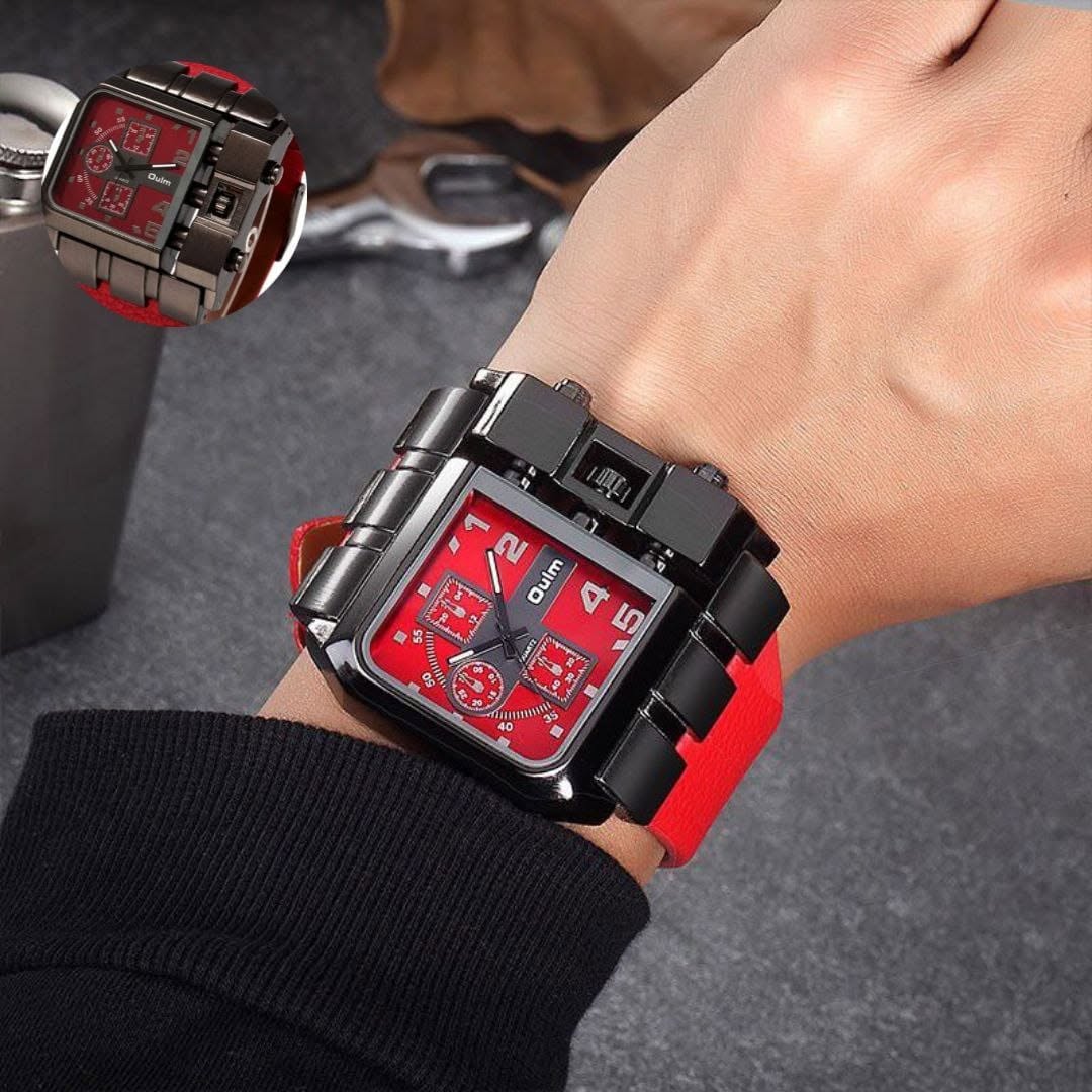 OULM Reloj de cuarzo de lujo para hombres Cuadrados con banda de cuero para hombre Reloj a Abanopi Mirar