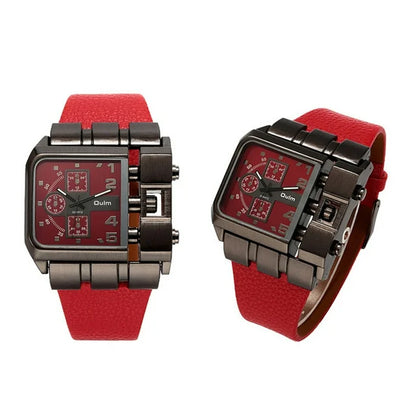 OULM Reloj de cuarzo de lujo para hombres Cuadrados con banda de cuero para hombre Reloj a Abanopi Mirar